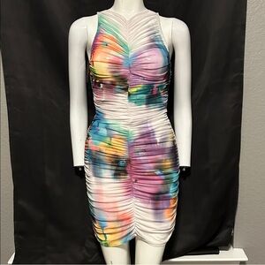 AFRM Multicolor Ruched Bodycon Dress